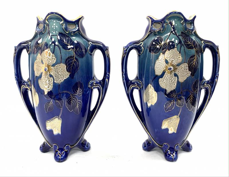 Keller & Guérin Luneville - Paire de vases Art Nouveau céramique