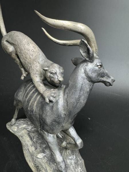 LEOPARD ET BONGO EN ARGENT MASSIF