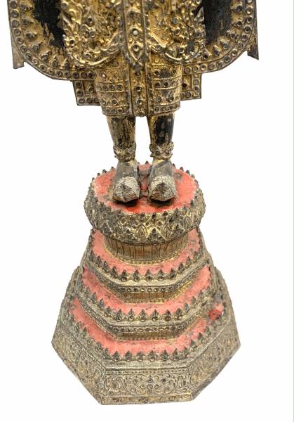 bouddha debout thailande laque et bronze